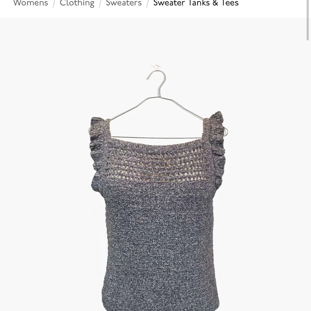 Ruffled Knit Tank Top - Gray